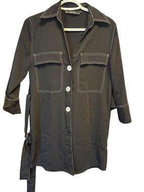 Zara Black Basic dress with White Contrast Stitching P2P18